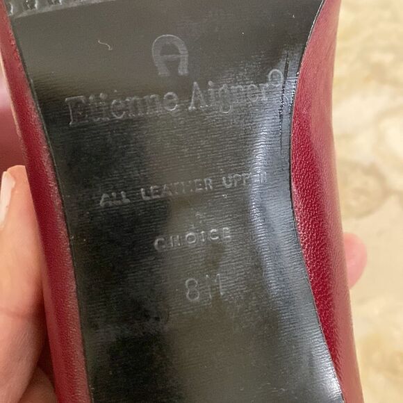 NWOT Etienne Aigner Leather Pumps Made in Spain Burgundy Red Vintage - Picture 13 of 14